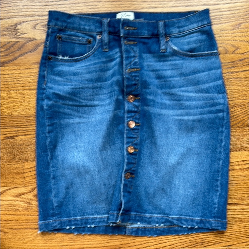 Denim Button-Front Skirt